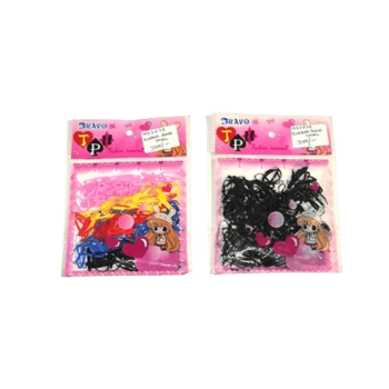 Mini Rubber Elastic Hair Tie - Black & Multicolor