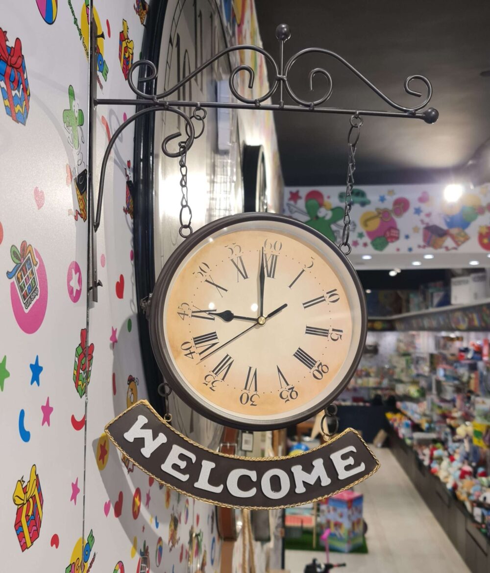 Luxury Black Round Wall Hanging Double Sided 2 Faces Retro Wall Clock - Image 2
