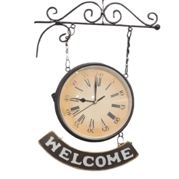 Luxury Black Round Wall Hanging Double Sided 2 Faces Retro Wall Clock