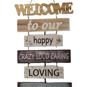 Balinese Hand Crafted Wooden WELCOME Sign - Nautical Colours