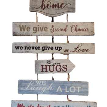 Balinese Hand Crafted Wooden WELCOME Sign - Nautical Colours