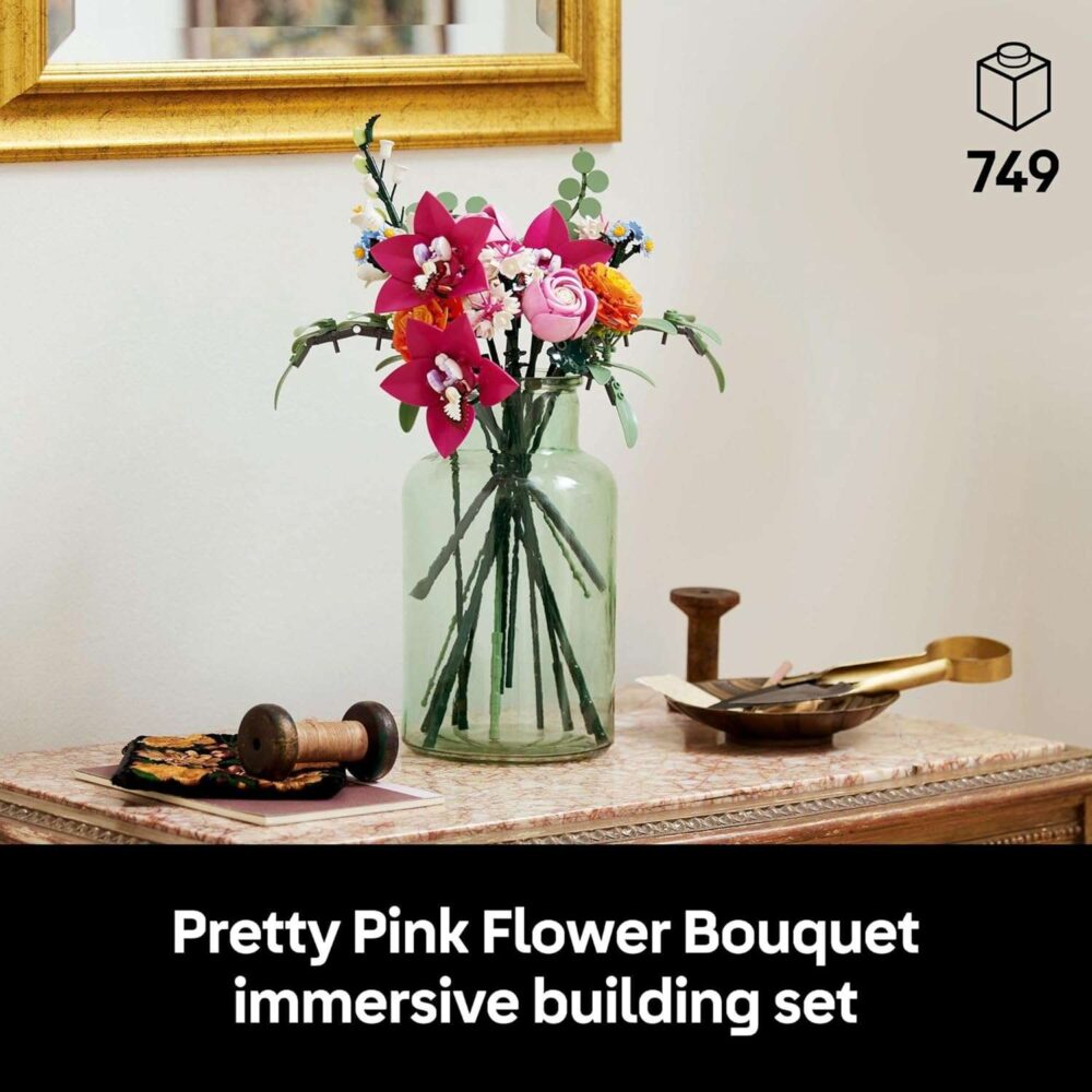 LEGO Botanicals Pretty Pink Flower Bouquet Building Set - Image 3