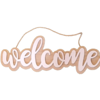 Wooden Welcome Sign -14 Inch - Hanging Wall and Door Decor