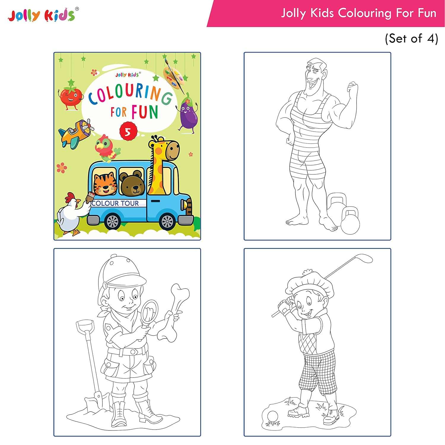 Jolly Kids - Colouring For Fun Book - Assorted - Image 3