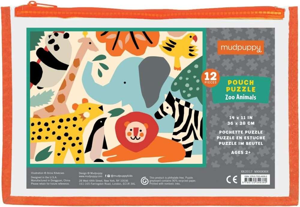 Mudpuppy - Zoo Animals Pouch Puzzle -12 Pieces - Image 2