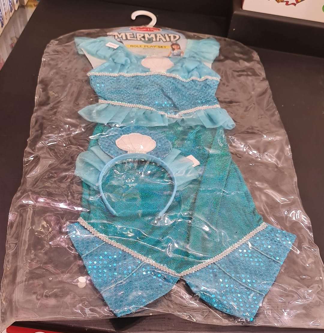 Melissa & Doug Mermaid Role Play Costume Set - Gown with Flared Tail, Seashell Tiara - Image 2