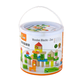 Viga - Original Educational Toy 50 Pcs Solid Wooden Colorful Block