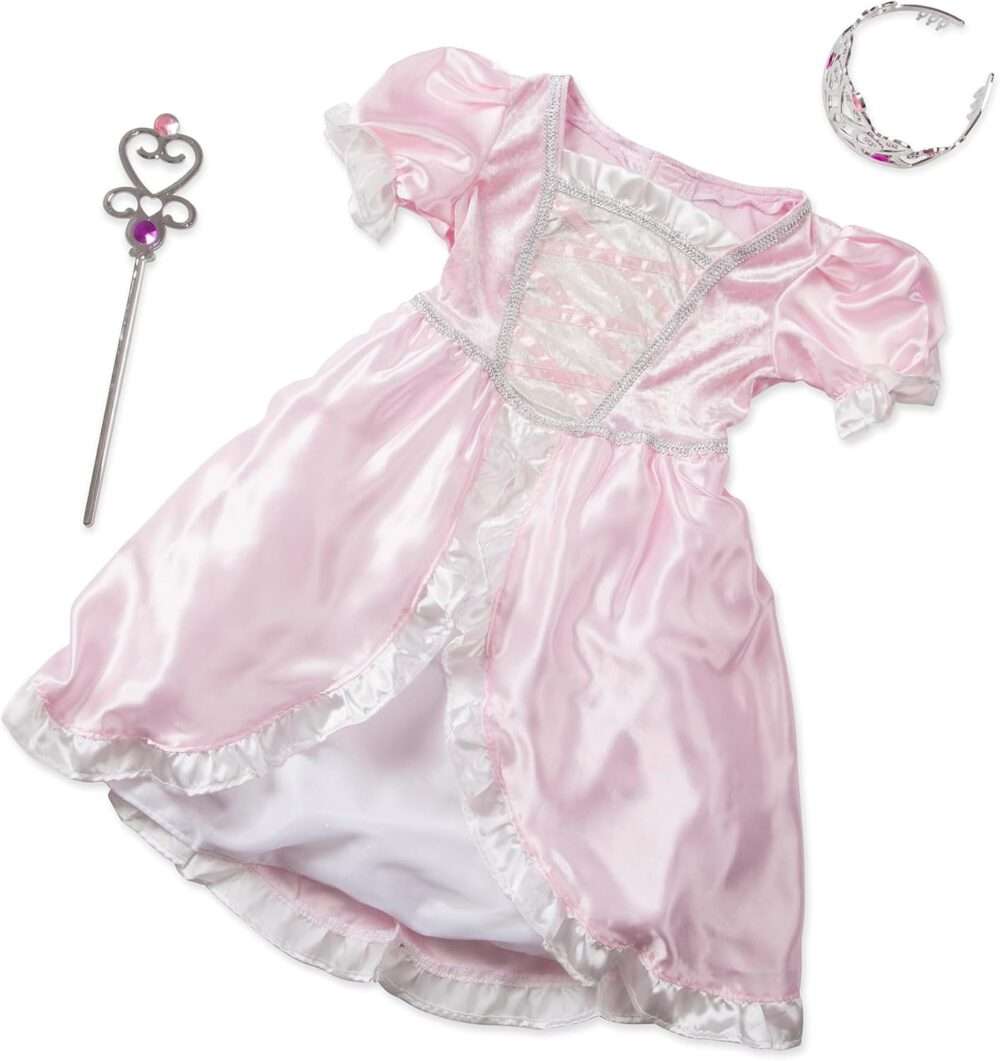 Melissa & Doug Princess Role Play Costume Set (3 pcs)- Pink Gown, Tiara, Wand - Image 3