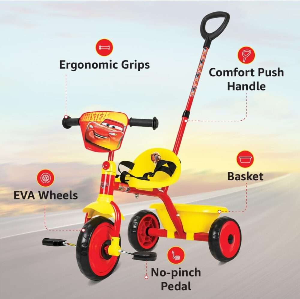 Spartan - Disney Cars Tricycle with Pushbar - Image 3