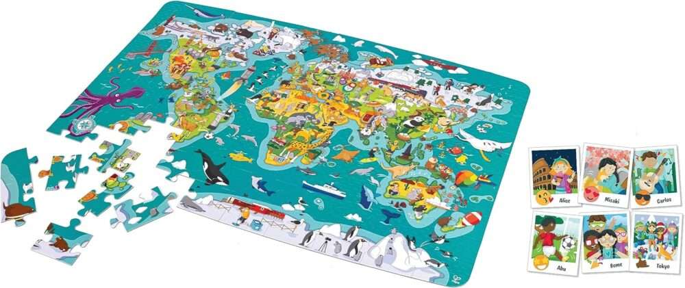 Hape - 2-in-1 World Tour Atlas Wooden Puzzle & Boardgame - Image 4