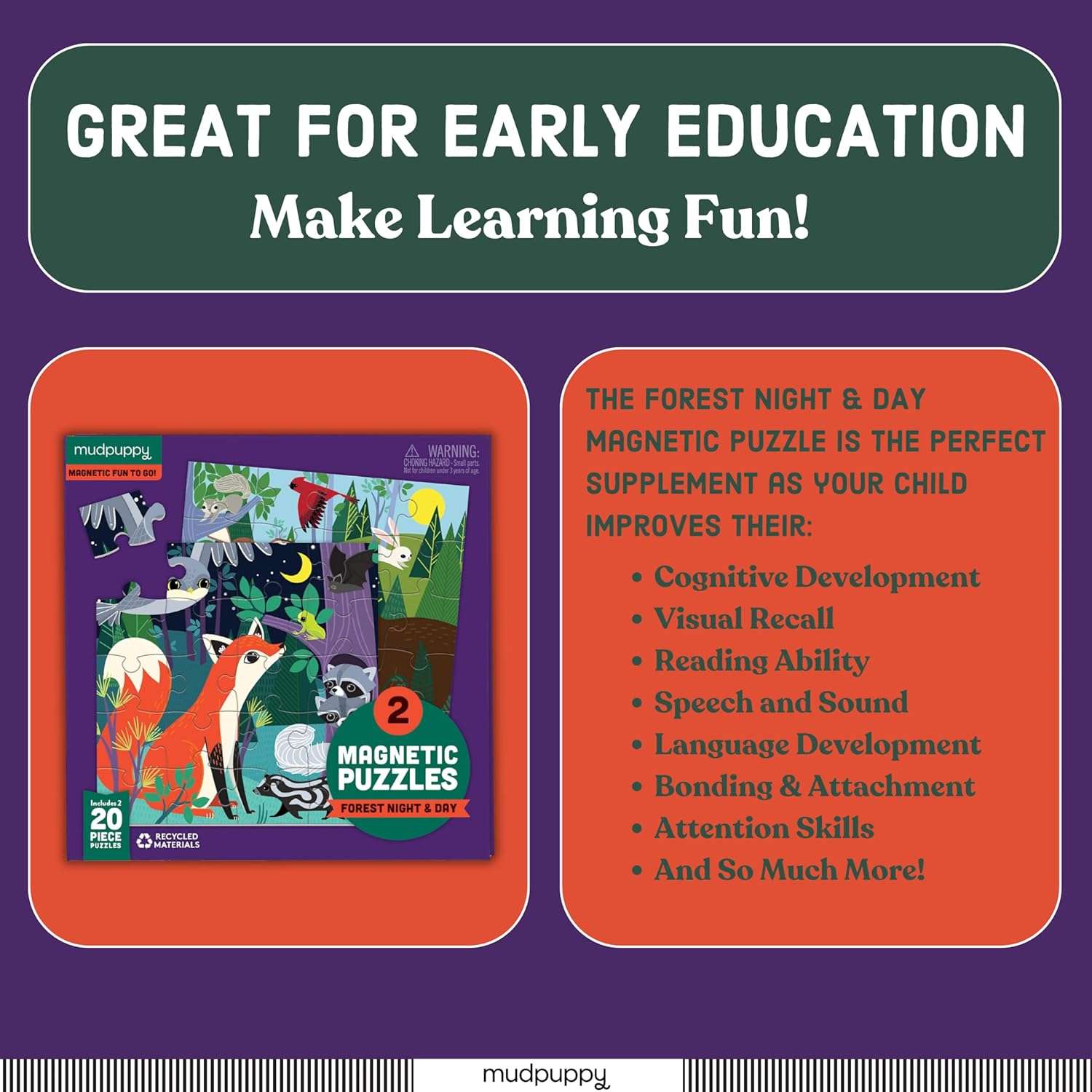 Mudpuppy - Forest Night & Day Magnetic Puzzles - Image 6