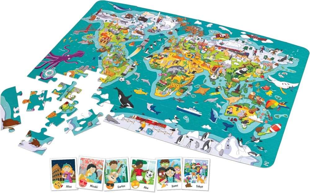 Hape - 2-in-1 World Tour Atlas Wooden Puzzle & Boardgame - Image 9
