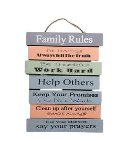 Family Rules - Hanging Wood Decoration