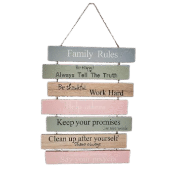 Family Rules - Hanging Wood Decoration