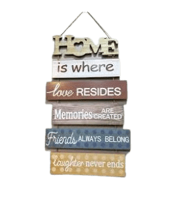 Home Is Where Love Resides - Hanging Wood Decoration