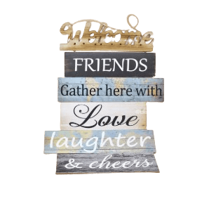 Welcome Friends - Hanging Wood Decoration