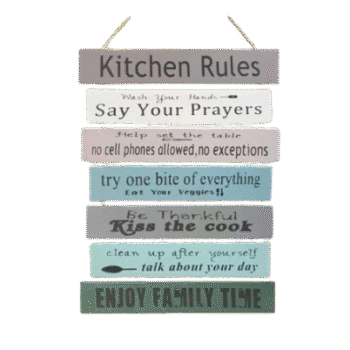 Kitchen Rules - Hanging Wood Decoration