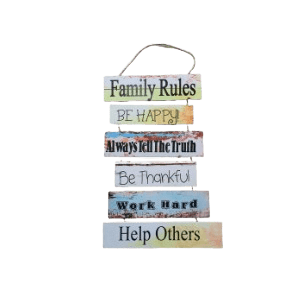 Family Rules - Hanging Wood Decoration