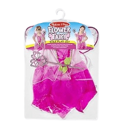Melissa & Doug Flower Fairy Role Play Costume Set (3 pcs) - Pink Dress, Wings, Wand