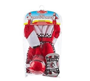 Melissa & Doug Race Car Driver Role Play Costume Set (3 Pieces) - Jumpsuit, Helmet, Steering Wheel