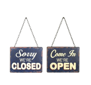 Creative Co-Op - Tin Come in We're Open & Sorry We're Closed Two Sided Sign