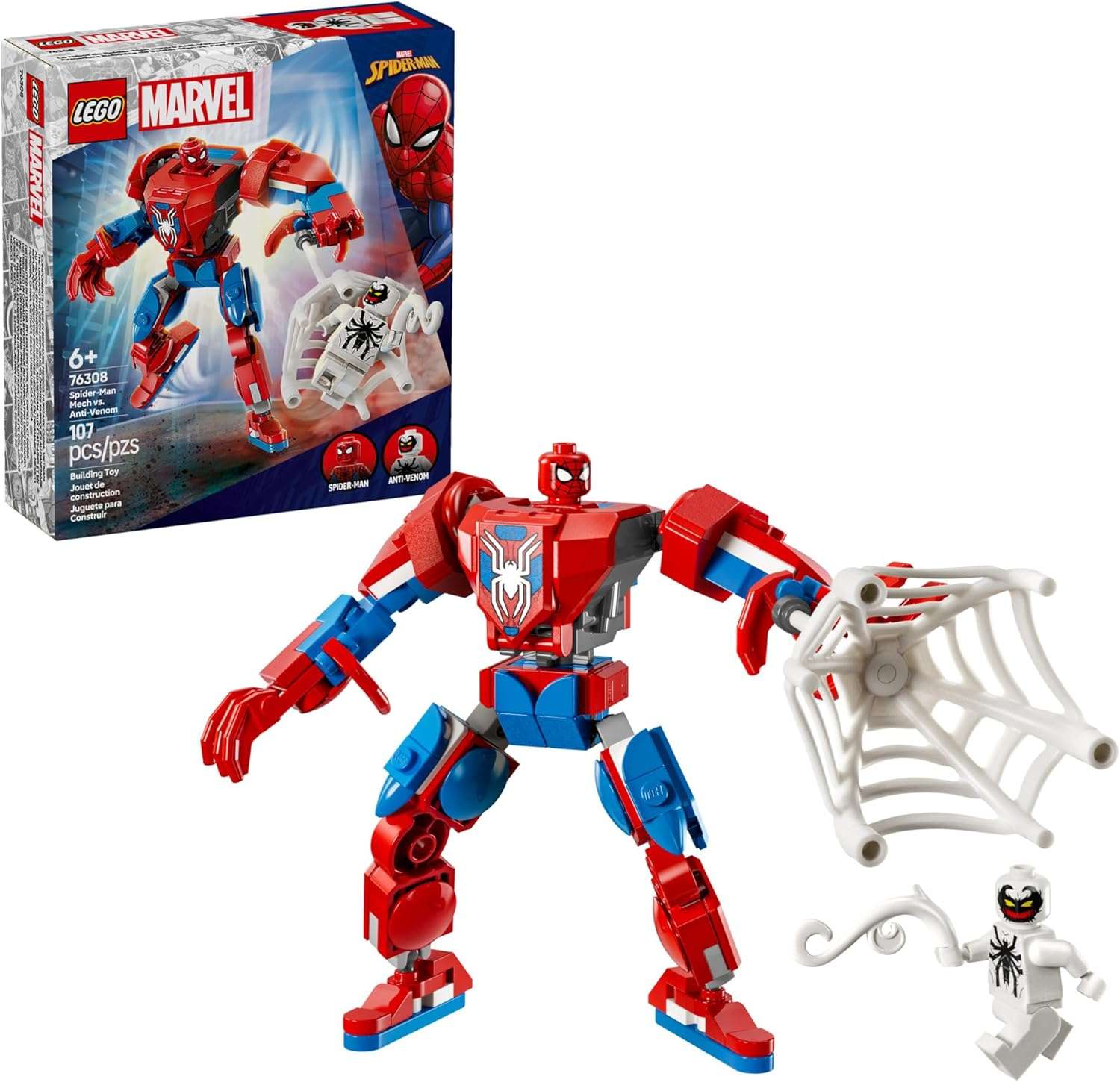 LEGO Marvel Spider-Man Mech vs. Anti-Venom Building Toy Set - Image 2