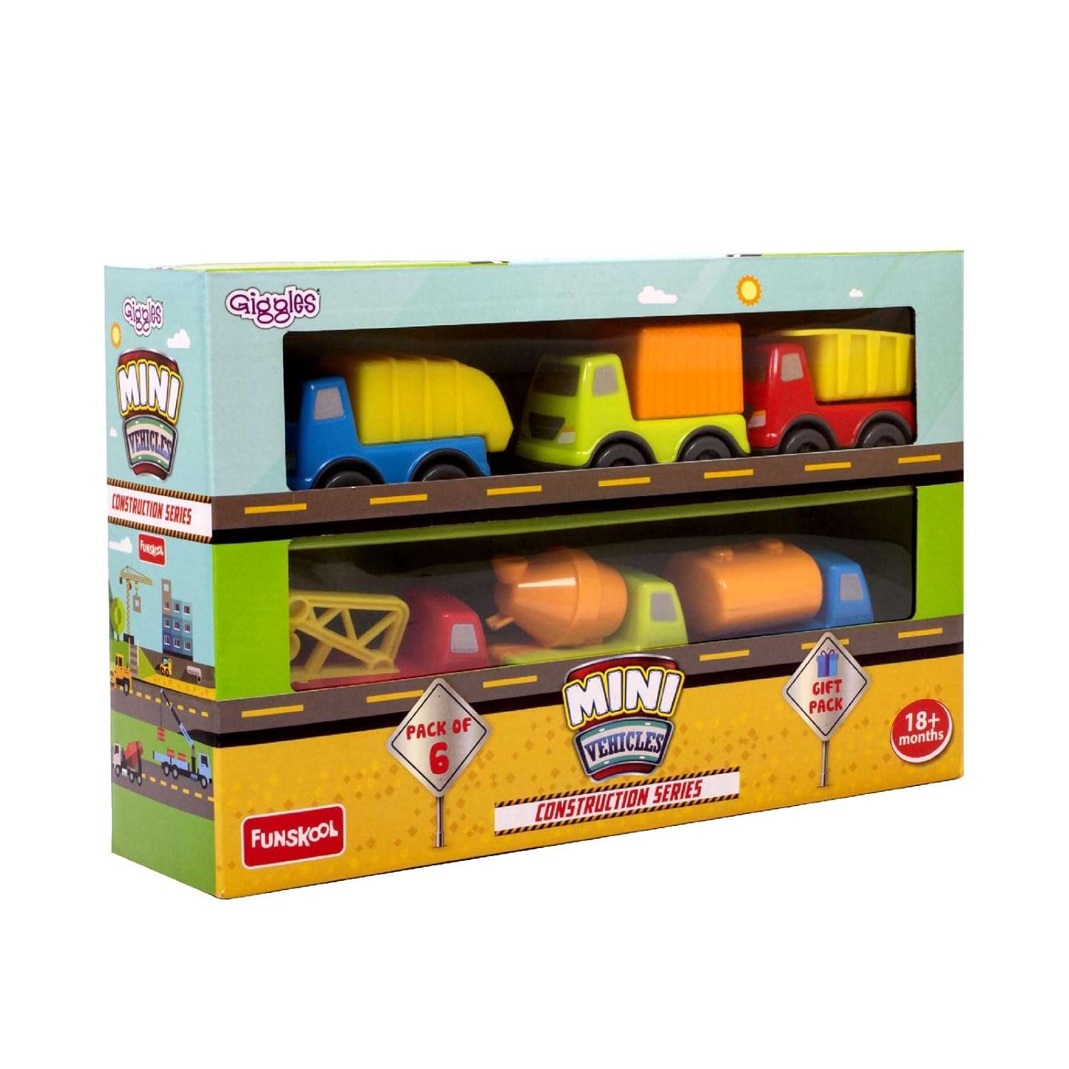 Funskool Giggles - Mini Vehicles-Construction Series Gift Pack of 6 (Combo) - Image 2
