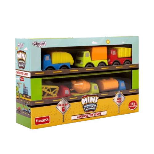 Funskool Giggles - Mini Vehicles-Construction Series Gift Pack of 6 (Combo)