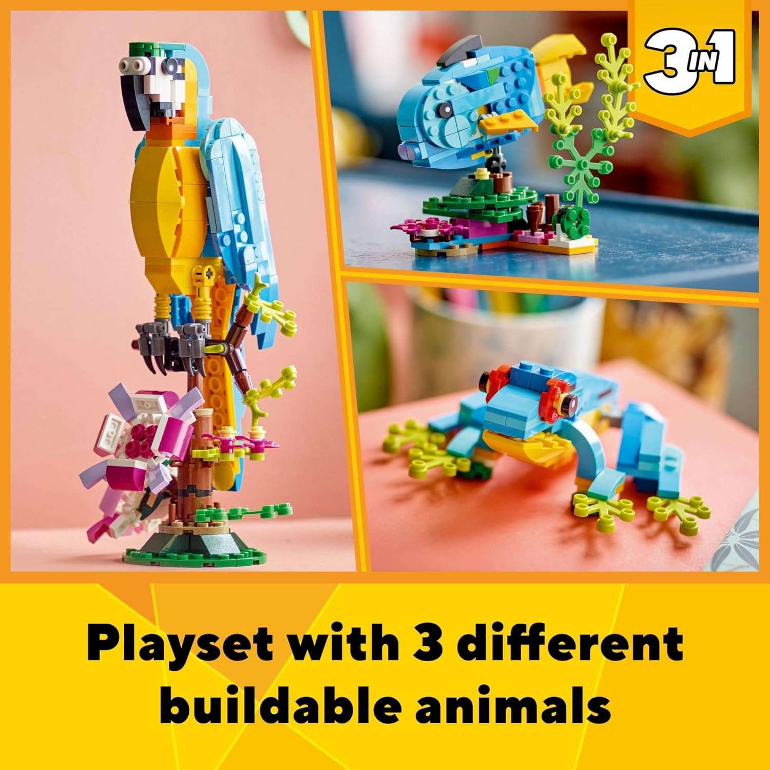 LEGO Creator 3 in 1 Exotic Parrot Building Toy Set - Image 3