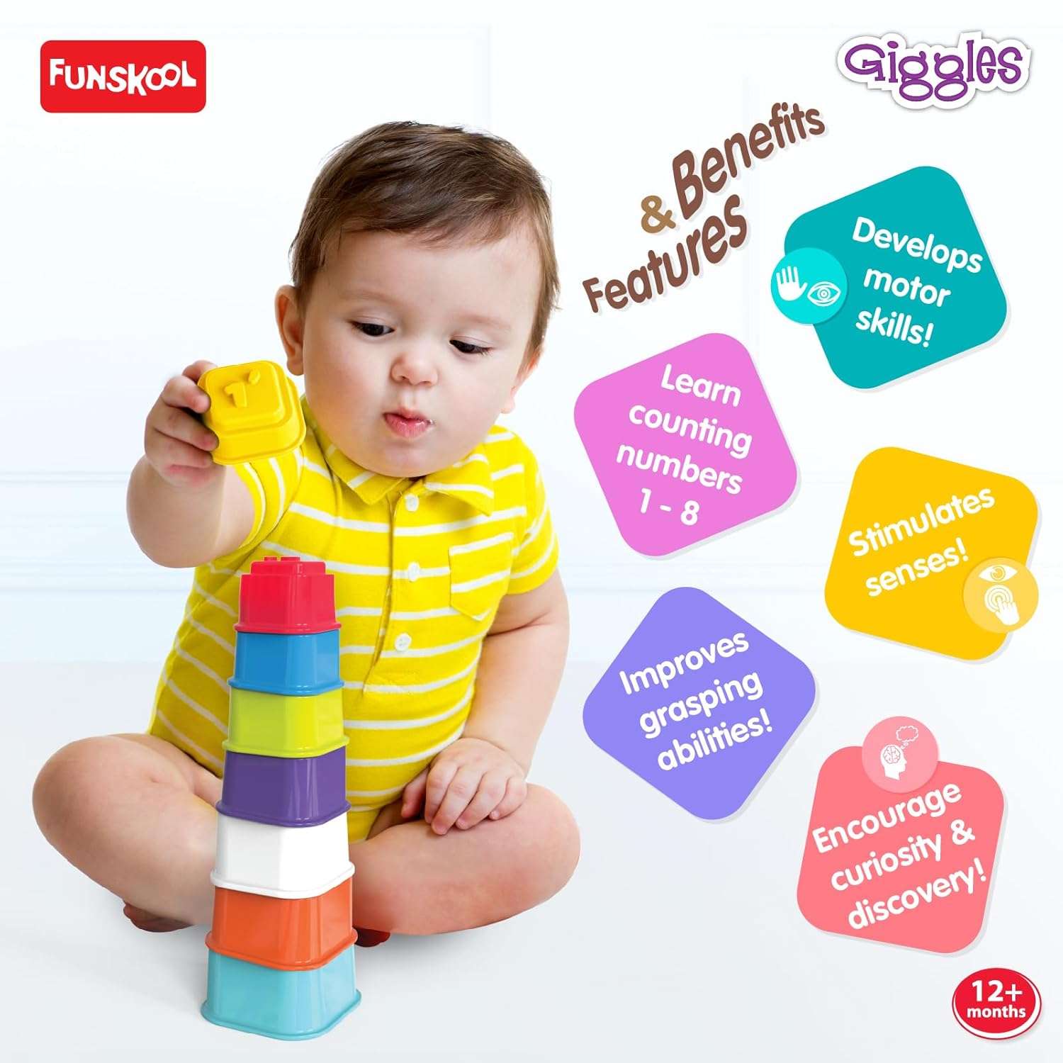 Funskool Giggles - Build N Tilt Number Cubes - Image 5