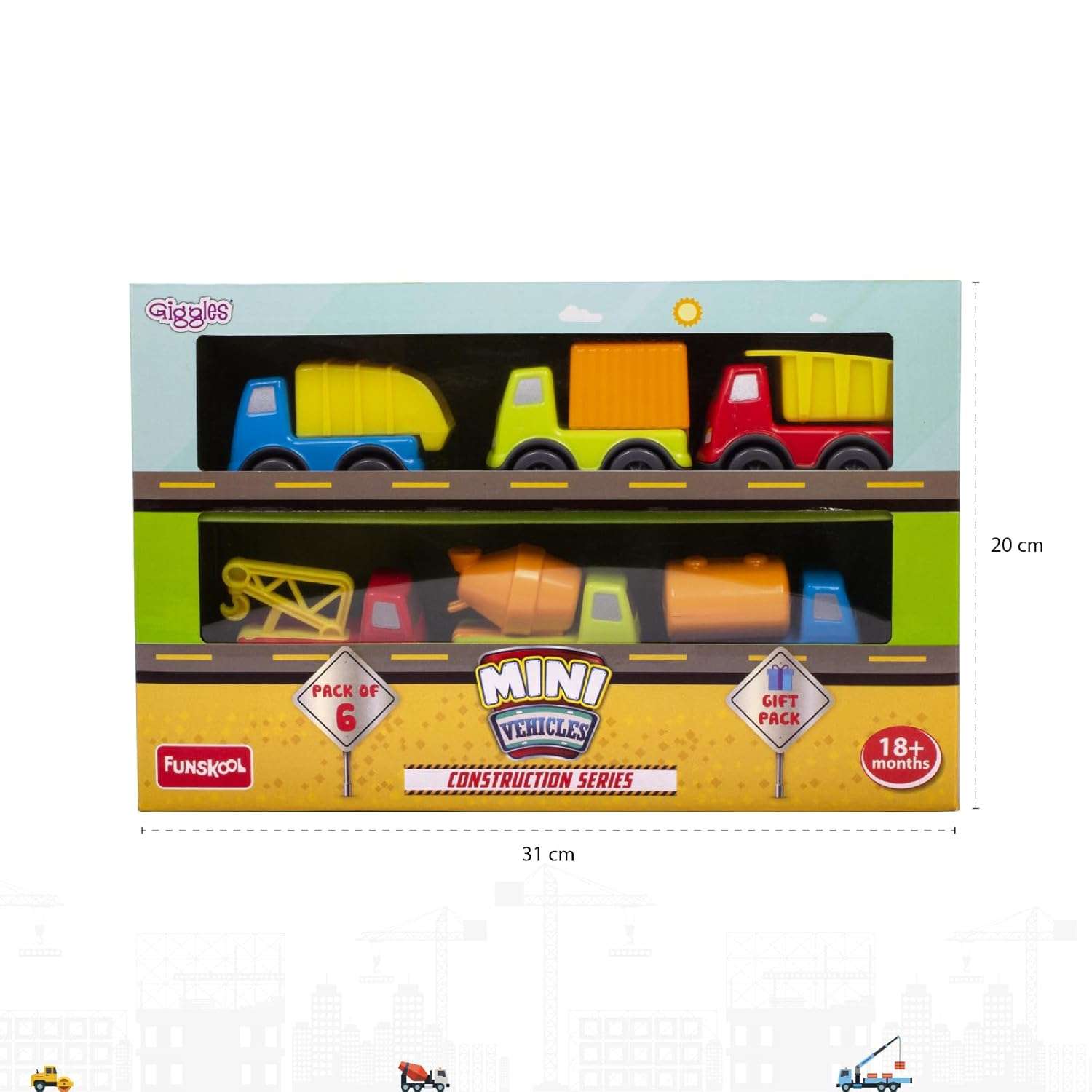 Funskool Giggles - Mini Vehicles-Construction Series Gift Pack of 6 (Combo) - Image 6