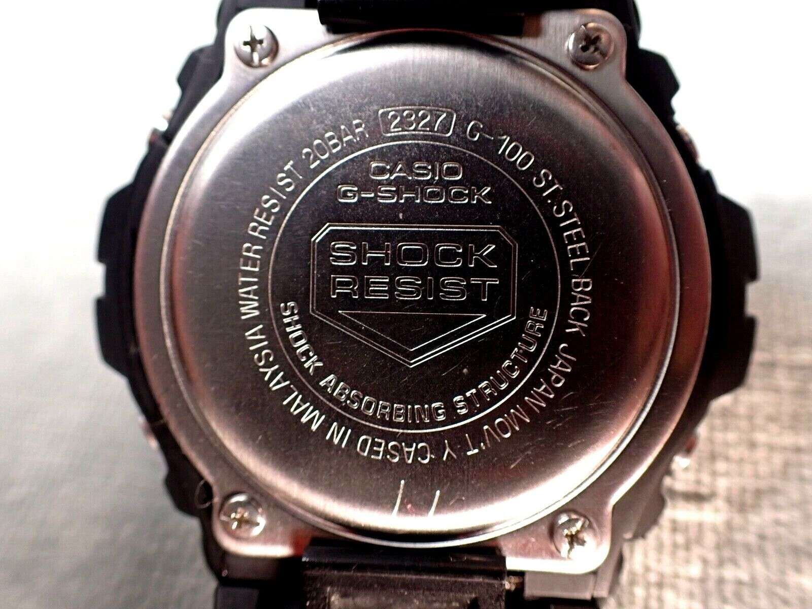 Casio G-100 G-Shock - 200 Meter WR Black Resin Watch Analog/Digital Alarm - Image 7