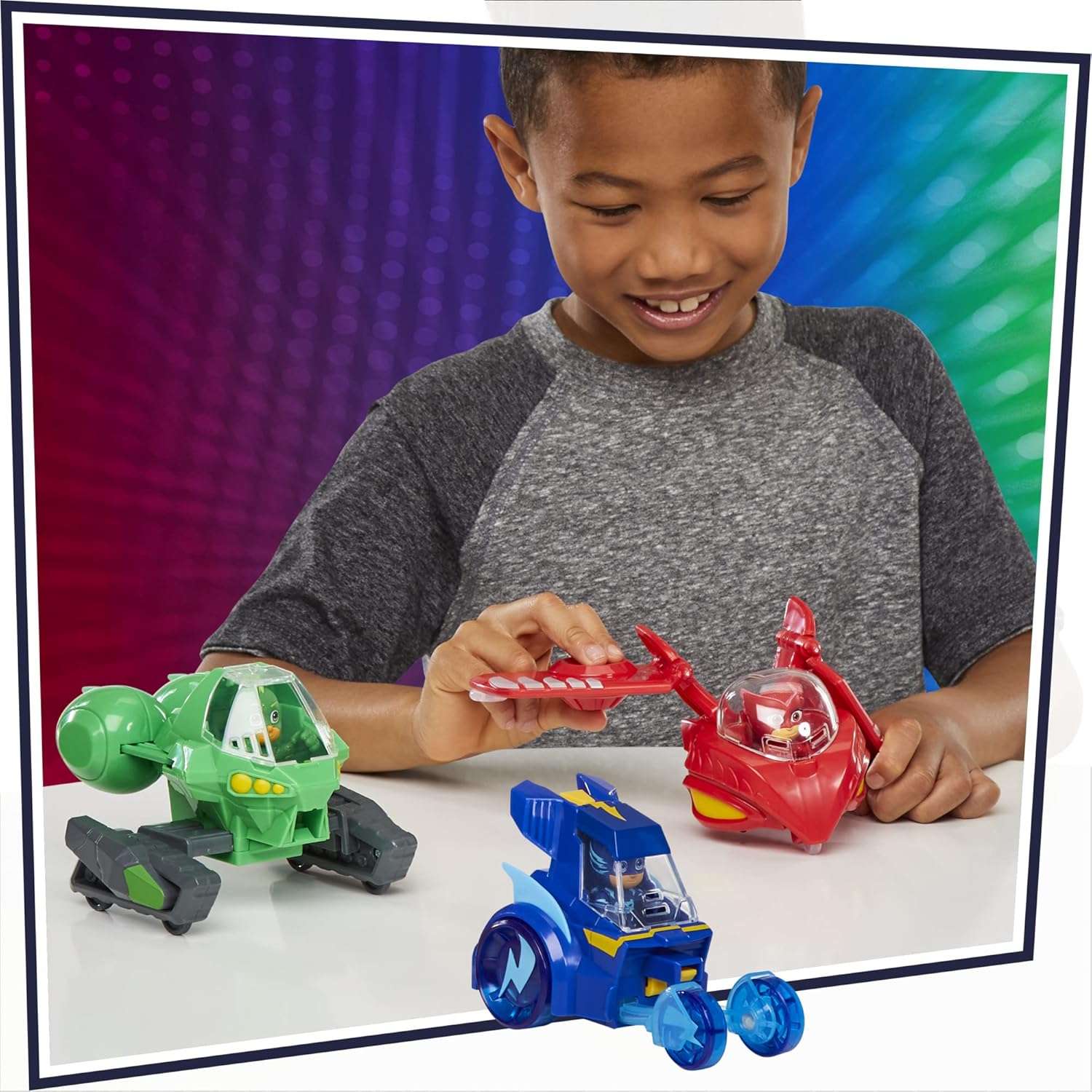 PJ Masks 3-in-1 Combiner Jet - Set with 3 Connecting Cars and Action Figures - Image 7