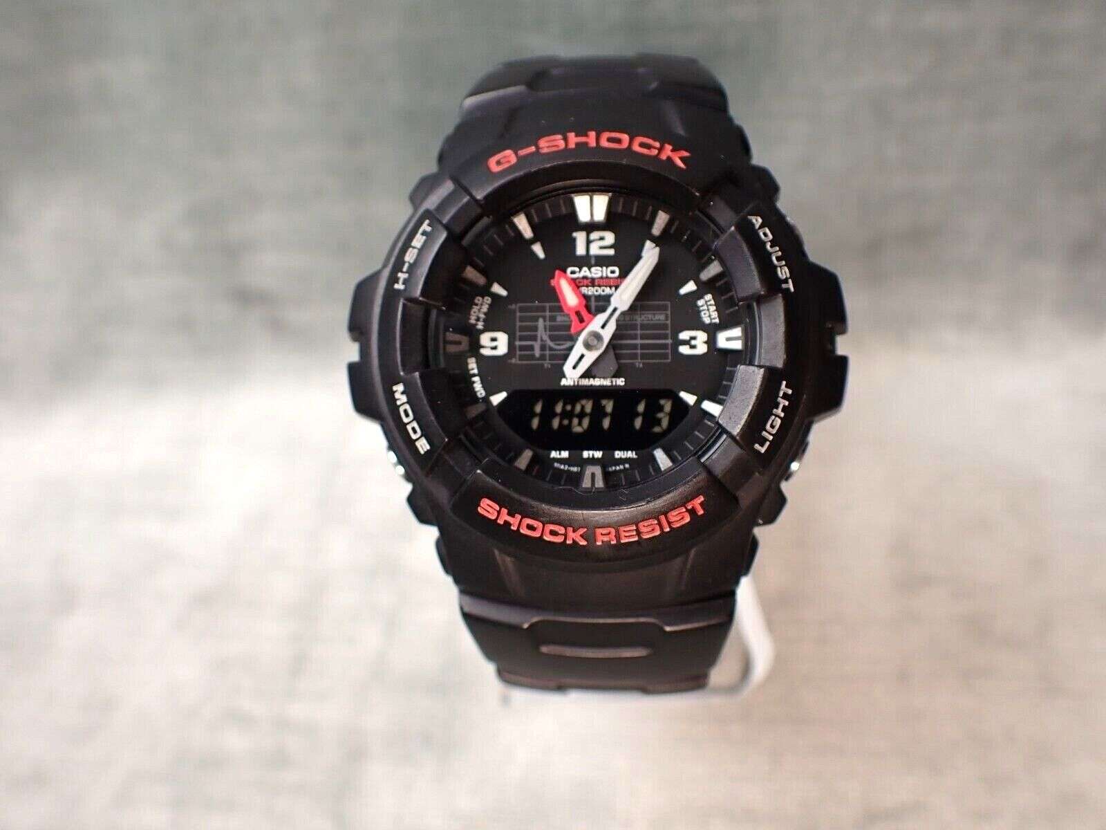 Casio G-100 G-Shock - 200 Meter WR Black Resin Watch Analog/Digital Alarm - Image 10