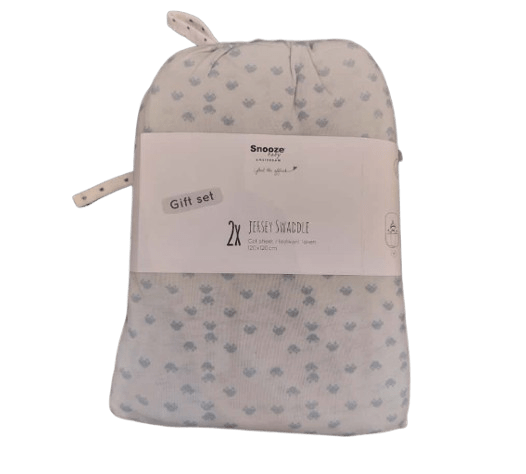Snoozebaby - Swaddle/Sheet Cot Grey Mist + Bumble - (120X120cm) -2-pack