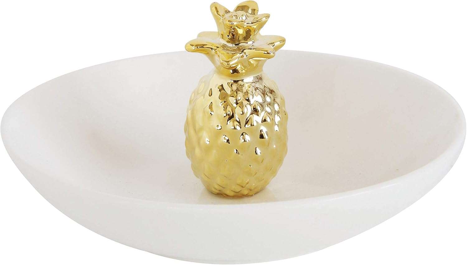 Creative Co-Op - White Bowl with Gold Pineapple Jewelry Holder - Image 2
