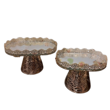 Cake Stand with Mirror - Gold - Set of 2