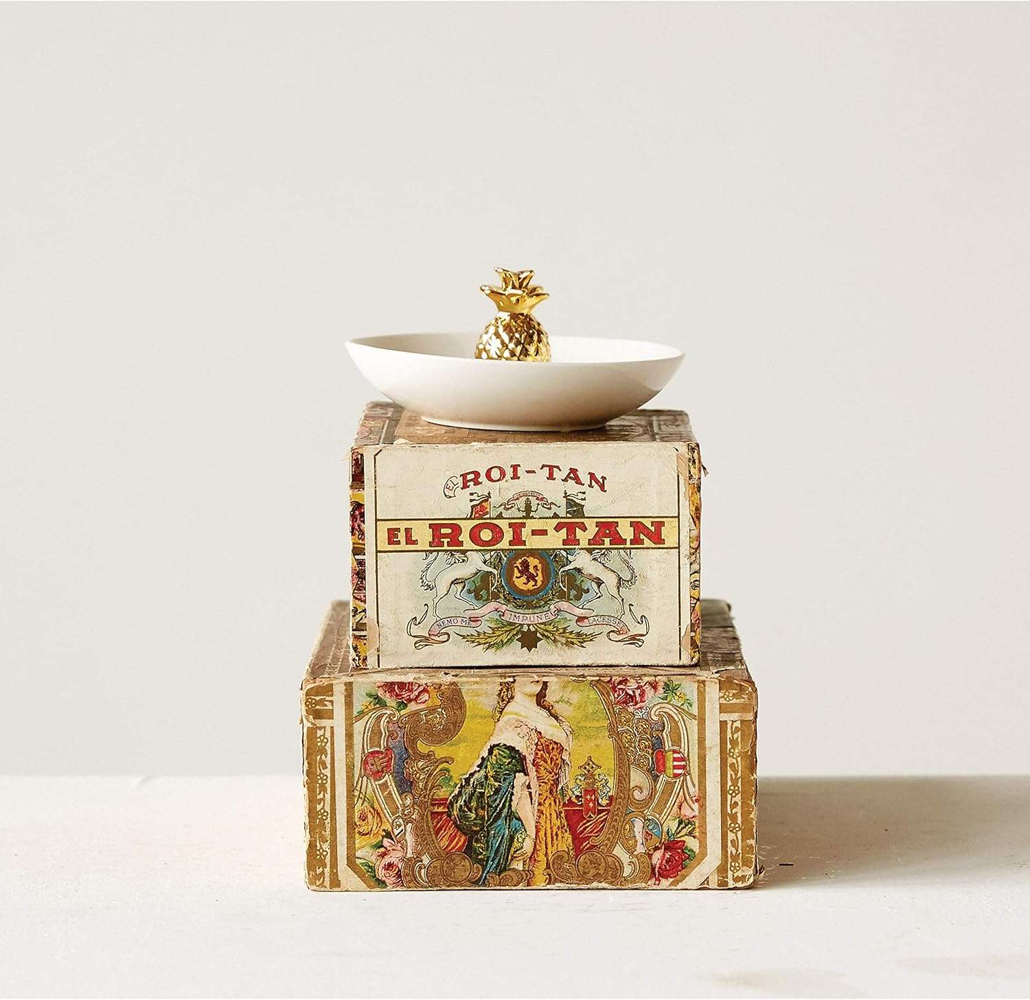 Creative Co-Op - White Bowl with Gold Pineapple Jewelry Holder - Image 6