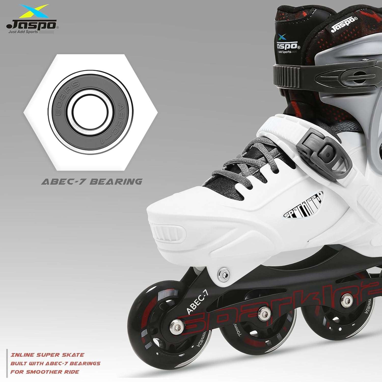 JASPO Sparkle 2.0 Adjustable Inline Roller Skates for Kids & Youth – Small/Medium/Large - Image 8