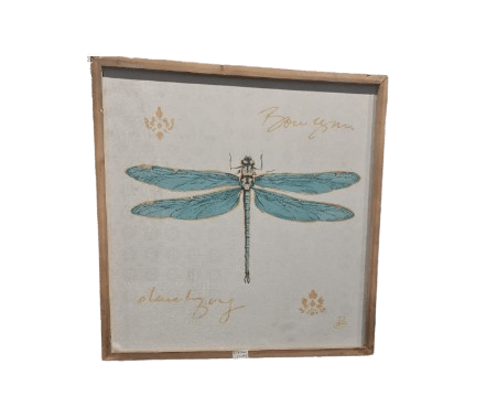 Fir & Fabric Wall Art with Dragonfly Pattern Style