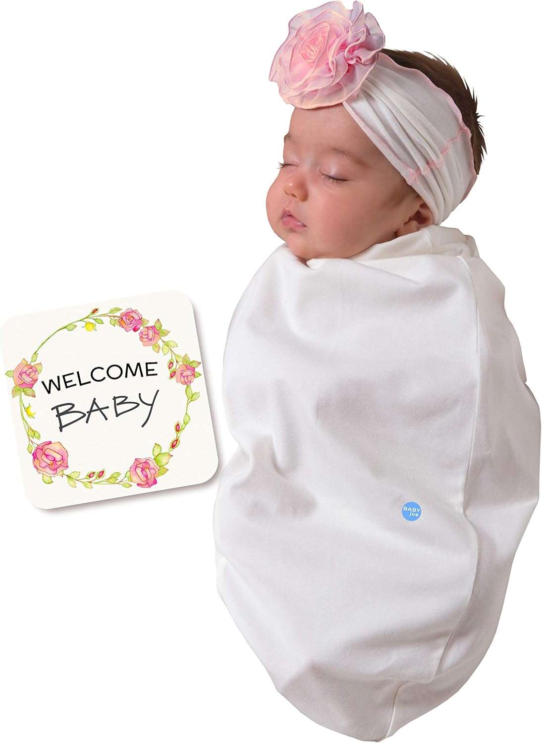 Cozy Cocoon – Swaddle with Hat and Announcement Card – Chiffon Rose - Image 2