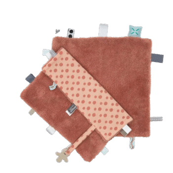 Snoozebaby – Sweet Dreaming Cuddle Cloth With 12 labels – 25 x 25cm – Dusty Rose