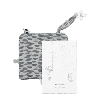 Snoozebaby - Cuddle toy with labels & Card with envelope - Frost Gray