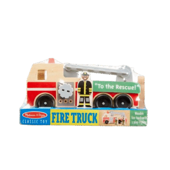 Melissa & Doug - Wooden Fire Truck With 3 Firefighter Play Figures