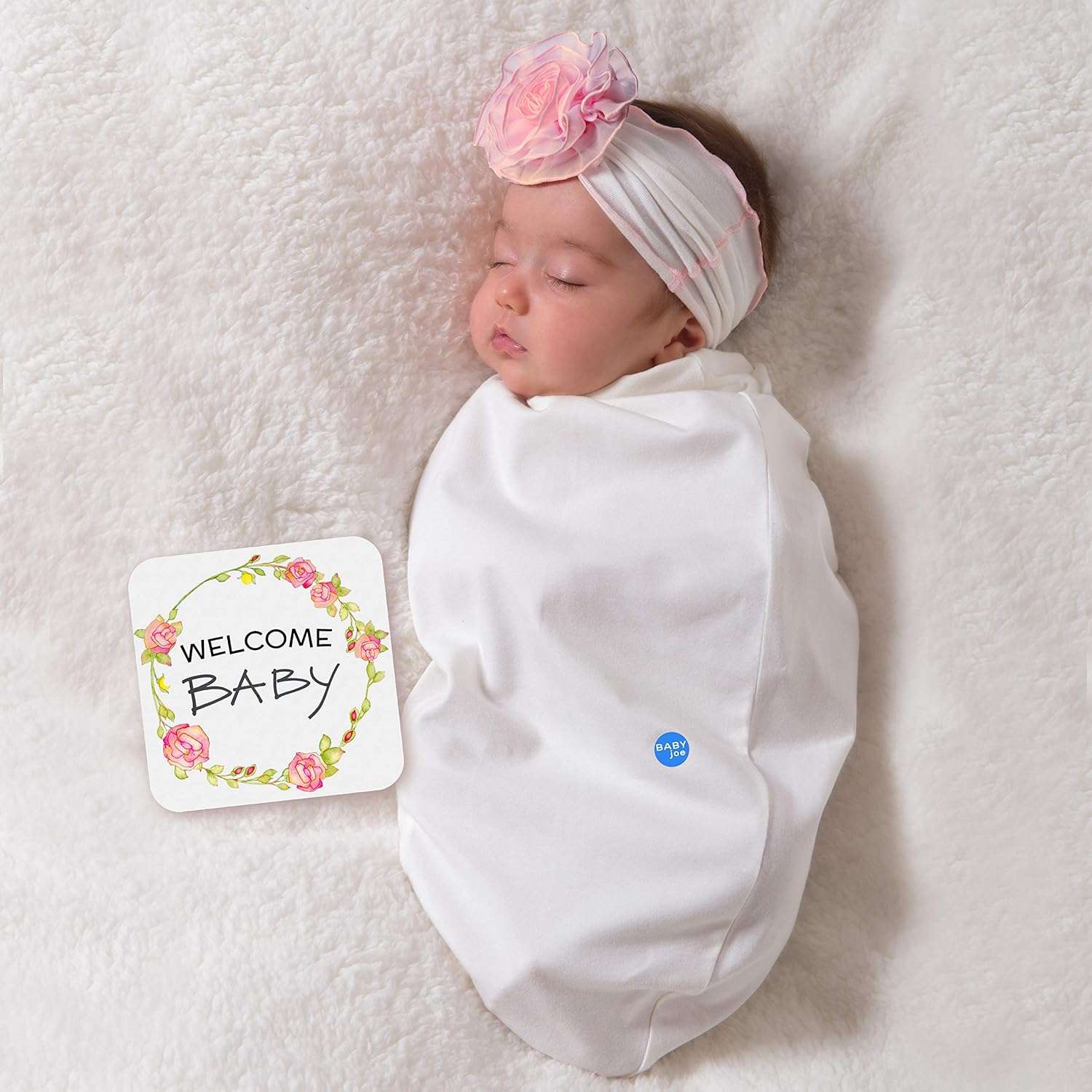 Cozy Cocoon – Swaddle with Hat and Announcement Card – Chiffon Rose