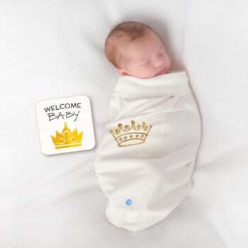 Cozy Cocoon – Swaddle with Hat and Announcement Card – Crown Baby