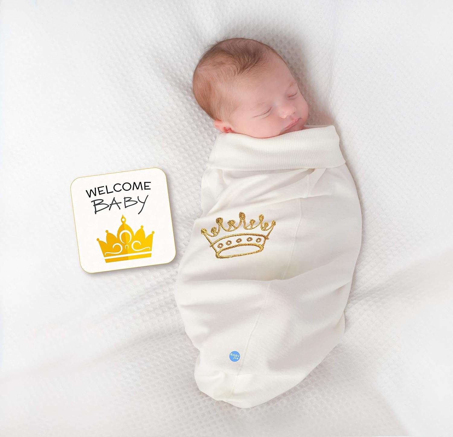 Cozy Cocoon – Swaddle with Hat and Announcement Card – Crown Baby