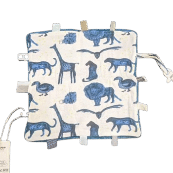 Snoozebaby - Comfort Toy with 12 Labels - 25 x 25cm - Blue