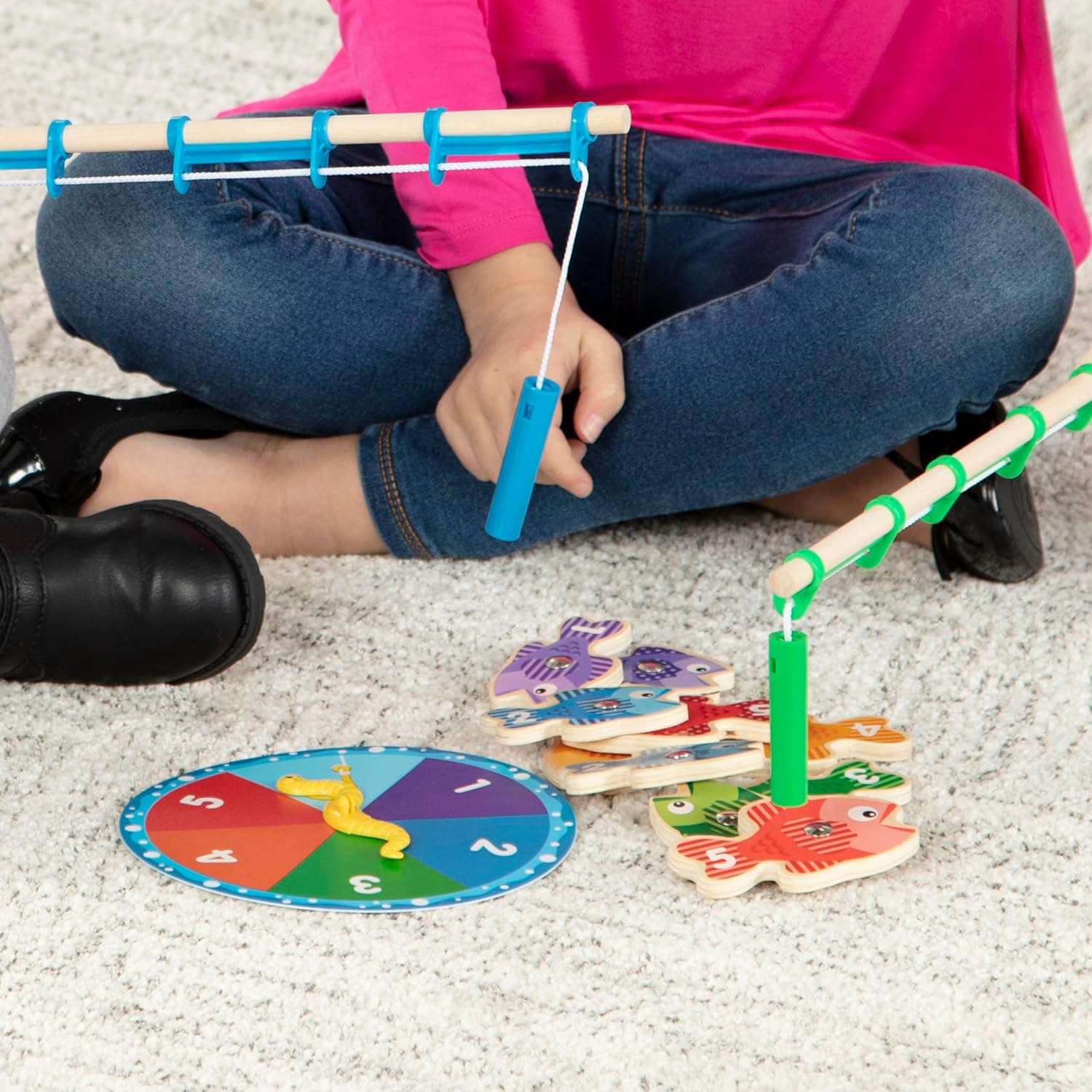 Melissa & Doug - Catch & Count Wooden Fishing Game with 2 Magnetic Rods - Image 6