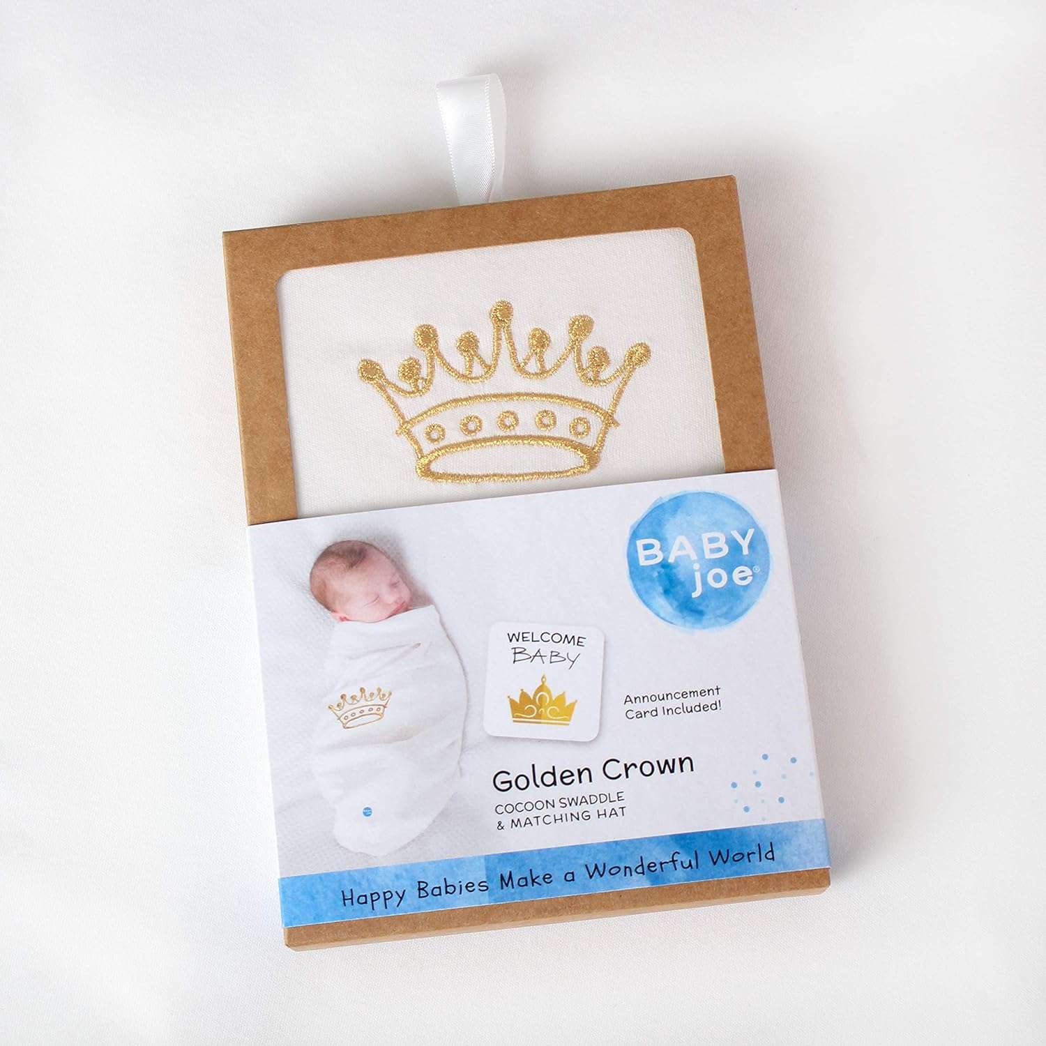 Cozy Cocoon – Swaddle with Hat and Announcement Card – Crown Baby - Image 5